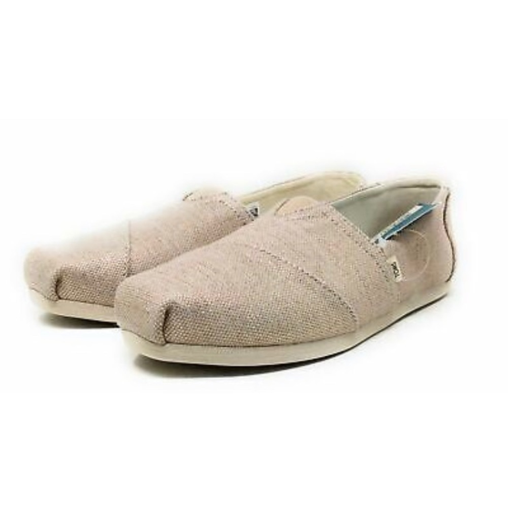 Toms Womens Classic Slip On Flat Shoes Natural Metallic Woven Size 10 M US